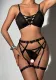 Sexy Lingerie Bra Thong Two Piece Set Lace-Up Carter See-Through Sexy Three-Piece Set