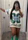 Autumn Print Contrast Loose Casual Short Sleeve T-Shirt Sports Jersey Top
