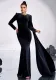 Chic Round Neck Long Sleeve Beaded Formal Party Bodycon Evening Dress Women Bridesmaid Gown