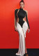 Women Long Sleeve Contrast Gathered Slit Elegant Maxi Dress