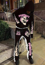 Fashion High Street Loose Hooded Hoodies Casual Sweatpants Two Piece Set