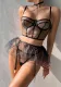 Women Polka Dot Three-Piece Chain with Steel Ring See-Through Sexy Lingerie
