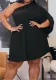 Plus Size Women Slash Shoulder Solid One Sleeve Dress