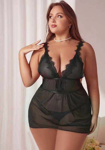 Plus Size Women Mesh Dress Sexy Lingerie