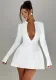 Women Winter V-Neck Zipper Solid Long Sleeve Dress
