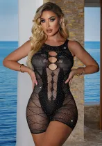 Women Hollow Striped Bodysuit Sexy Lingerie