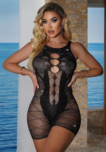 Women Hollow Striped Bodysuit Sexy Lingerie