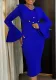 Plus Size Women Winter Elegant Bell Bottom Sleeve African Dress