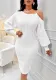 Women Winter One-shoulder Lantern Sleeve Solid Bodycon Dress Sexy Lingerie