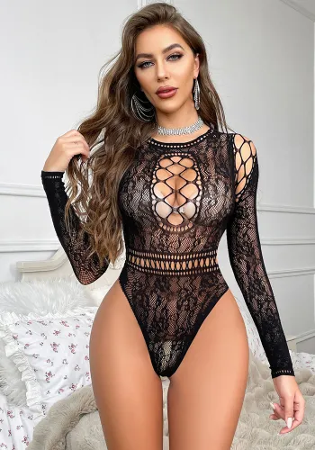 Women long-sleeved backless jacquard sexy lingerie