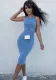 Fashionable Tight Fitting Rib sleeveless Summer Slim Waist Slim Fit Trendy Dress