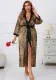 Plus Size Women's Nightgown Brown Leopard Print Casual Home Clothes