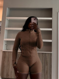 Spring Sports Casual Tight Fitting Long Sleeve Two-Piece Shorts Set