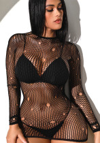 Hollow Ripped See Through Net Night Dress