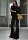 Fashion Women's Autumn Slash Shoulder Long-Sleeved Top High Waist Flared Pants Fashion Casual Set