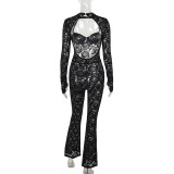 Autumn Women's Street Trendy And Low Back Lace Jumpsuit