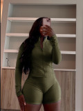 Spring Sports Casual Tight Fitting Long Sleeve Two-Piece Shorts Set