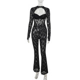 Autumn Women's Street Trendy And Low Back Lace Jumpsuit