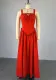 Women's spring strap lace-up v-neck high waist A-line long dress