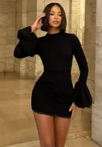 Women Round Neck Long Sleeve Bodycon dress
