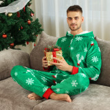 Christmas Family Wear flannel zippered hooded Jumpsuit