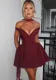 Women winter sexy v-neck sexy backless solid dress