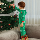 Christmas Family Wear flannel zippered hooded Jumpsuit