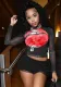 Women's autumn and winter See-Through mesh print long sleeve Crop top t-shirt
