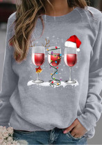 Christmas Printed Long Sleeve Round Neck T-shirt