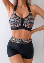 Women Printed Bikini Lace-Up Two Pieces Swimsuit