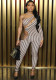 Autumn Stripe Slim Sexy Hollow Jumpsuit