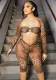 Women leopard print mesh long sleeve cape See-Through sexy two-piece set