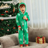 Christmas Family Wear flannel zippered hooded Jumpsuit