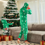 Christmas Family Wear flannel zippered hooded Jumpsuit