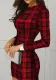 Women's plaid print slim long sleeve bodycon dress