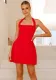 Women Solid Halter Neck Dress