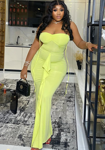 Women Solid Sexy Strapless Dress