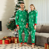 Christmas Family Wear flannel zippered hooded Jumpsuit