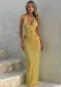 Autumn Fashion Chic Lace Deep V Sexy Halter Neck Hollow long Dress
