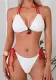 Women Bikini Sexy White Cherry Lace-Up Swimsuit Two Pieces