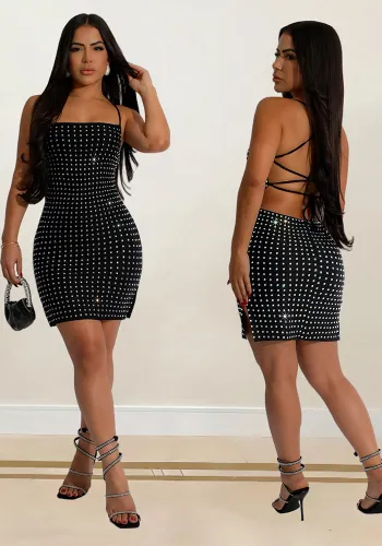 Women Sexy Beaded Strap Dress
