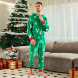 Christmas Family Wear flannel zippered hooded Jumpsuit