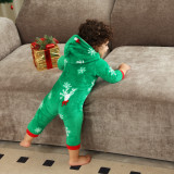 Christmas Family Wear flannel zippered hooded Jumpsuit