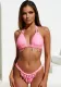 Women Bikini Pink Swimsuit with Gem Pendant Two Pieces