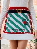 Women Christmas Patchwork Knittinga skirt