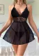 sexy lingerie see through strap black lacemesh nightdress