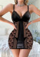sexy lingerie black strap see through lace night dress
