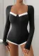 Autumn Chic long-sleeved square neck contrast knitting bodysuit