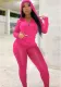 Women Casual Sports Running Fitness Zippered Hooded Top Long Pants Two-piece Set