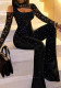 Women Lace Off-shoulder High Neck Wide Leg Jumpsuit
